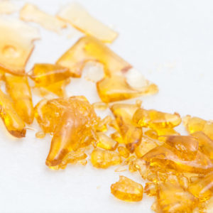 macro shot of marijuana shatter concentrate