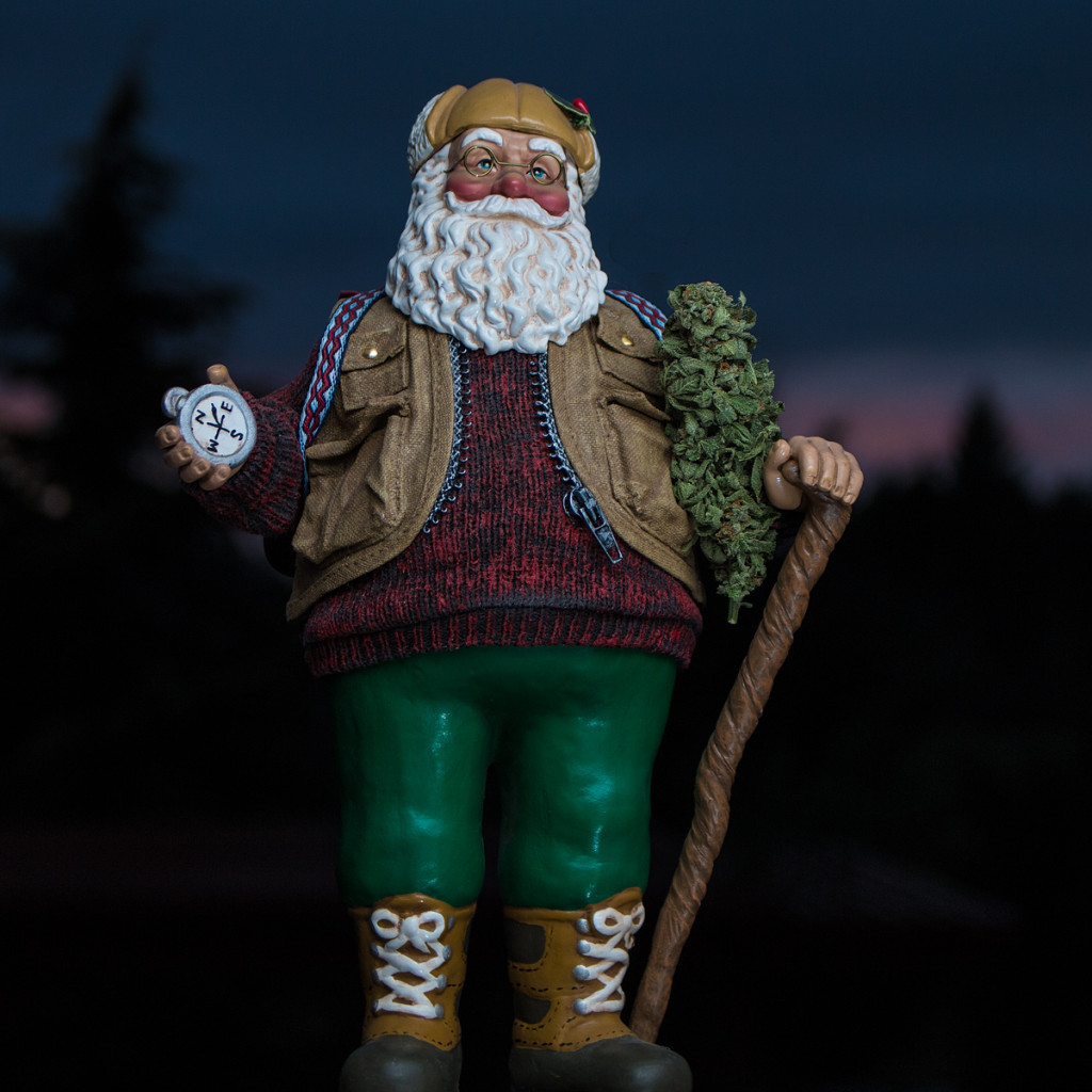 Santa hiking with giant nug