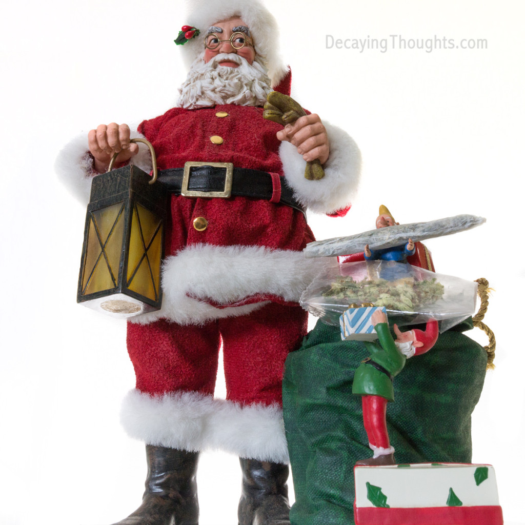 Santa loading last minute gifts.